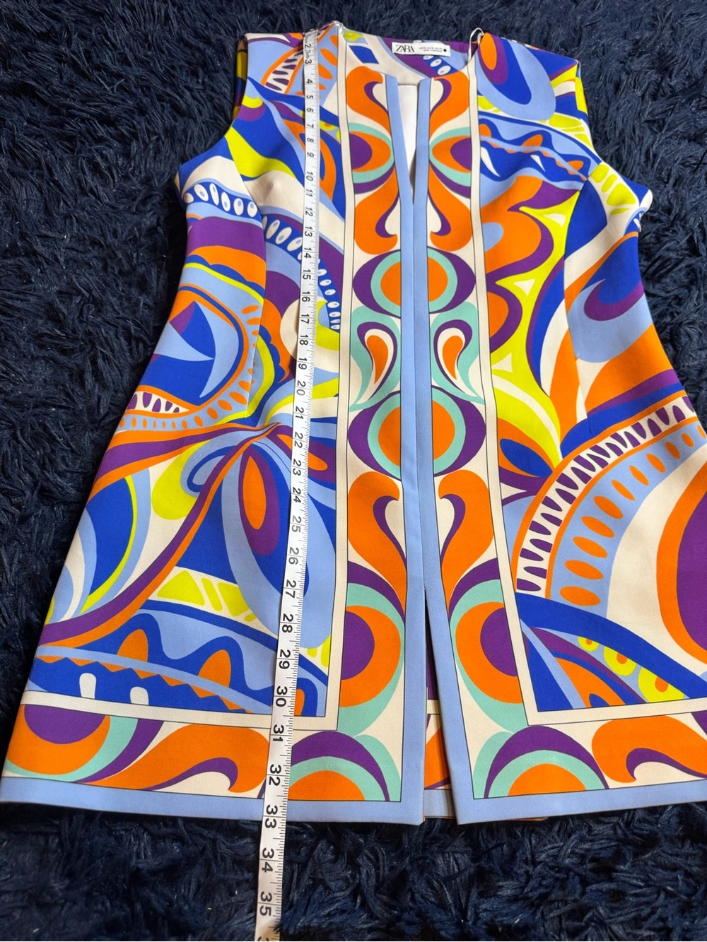 Zara multi coloured print Mini Sleeveless Dress. Size XL - Picture 9 of 16